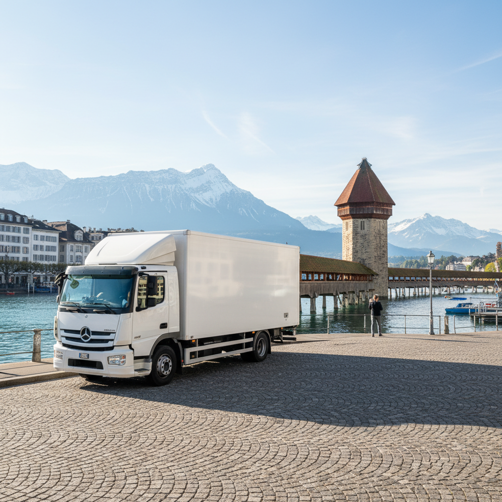 Umzugsfirma Luzern – Umzugswagen vor der Kapellbrücke
